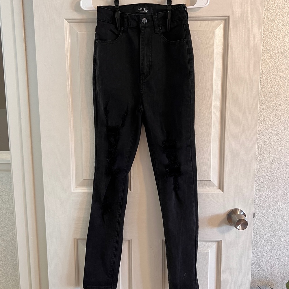 Akira high rise distressed skinny jeans